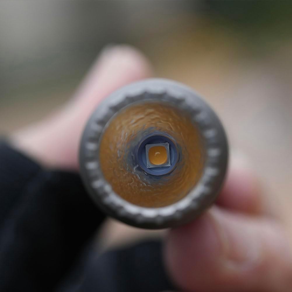 MANKER E05 II (Ti-Stonewashed, Cool White Version, 6500K) Compact Flashlight, High Density 1300 Lumens White LED Emitters, Power by 14500 Battery or AA Battery (No Filter)