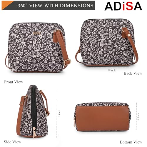 Image of ADISA Women Girls Floral Print Faux Leather Sling Bag Crossbody