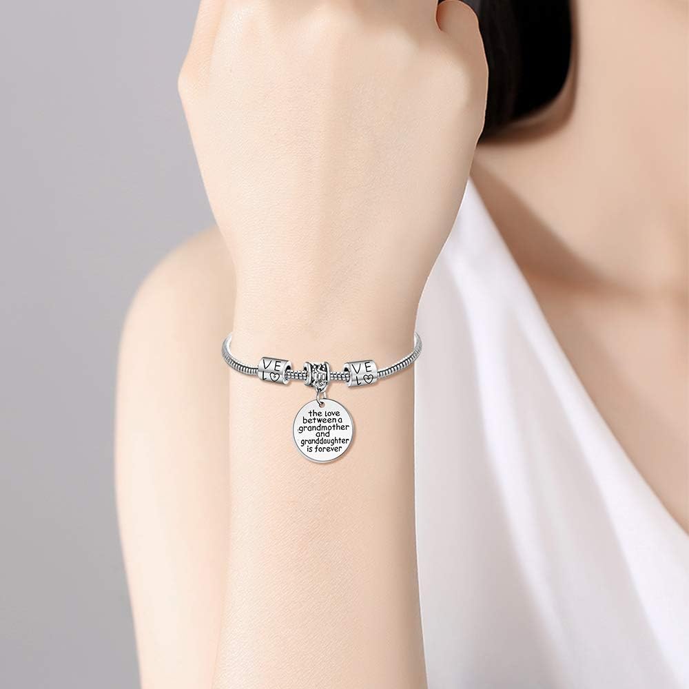 YEEQIN Grandmother Gift Grandma Bracelet Granddaughter Gift Bracelet Love between a Grandmother and Granddaughter is Forever - Image 6