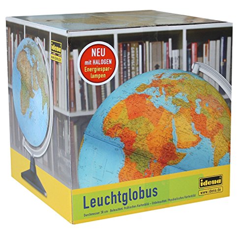 Idena 569902 Leuchtglobus 30 cm mit Halogen Energiesparlampe und Zwei Kartenbildern (30 cm)