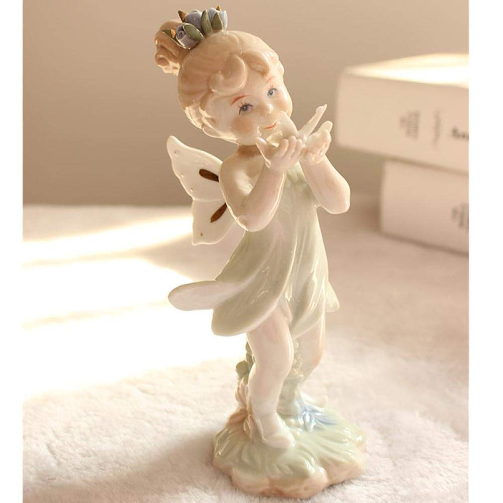 Popiersia Mały Aniołek Figurka Ceramiczna Śliczne Lalki Kobieca Statua Dekoracja Prezent I Ozdoba Do rękodzieła Akcesoria -Wielokolorowe_9*14Cm