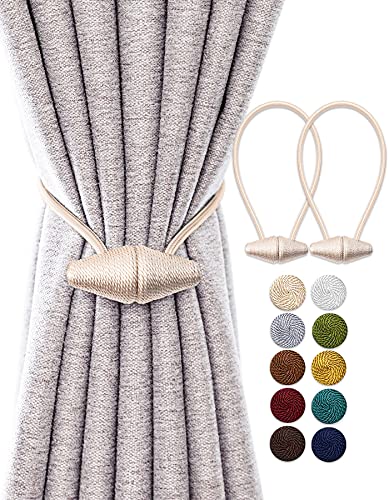 Fermatende A Calamita 2 Set - Magneti Forti Per Tende Da Letto, Ufficio, Casa (30 Cm, Beige) - Foto 4