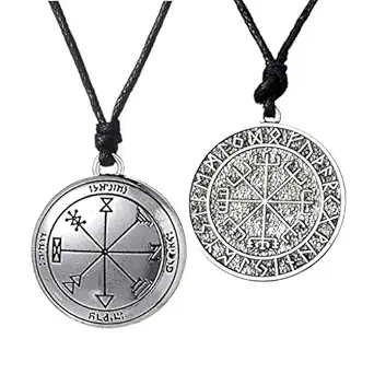ELECTROPRIME 2Pcs Viking Runes Exotic Norse Amulet Pendant Compass Odin Necklace