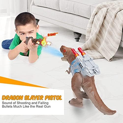 Shooting Control Dinosaur Toy for Kids - Electronic Toy Walking Spray Mist Realistic Velociraptor Dinosaur Toys with LED Light Up, Roaring Sound, Shaking Head For Toddlers Boys Girls