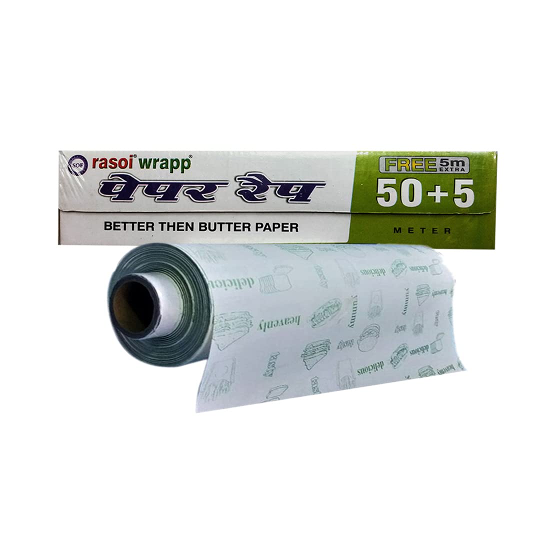 RASOI WRAPP Food Wrapping Roll/Wrap/Foil/Roti Wrap/Butter Paper/Parchment Paper 55 MTR (White)