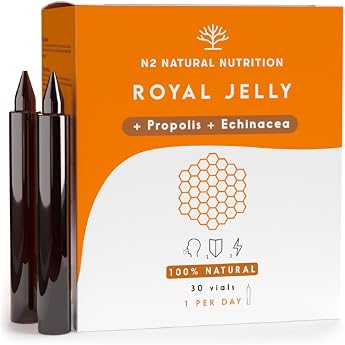 Royal Jelly Pure with Propolis Vitamin C and Echinacea. 30 ampoules 2000 mg. Reduces fatigue and other symptoms increases energy vitality and strengthens the metabolism. N2 Natural Nutrition