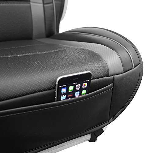 Fh Group Car Seat Covers Front Set Gray Black Faux Leather Car Seat Cushions - Car Seat Covers For Low Back Seat, Universal Fit, Automotive Seat Covers, Airbag Compatible Car Seat Cover For Suv, Sedan #TOP4