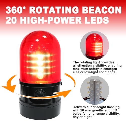 ELLUMIN 6" Strobe Rotating Flashing Light, Red LED Beacon Light with Magnetic Base for Vehicle Forklift Truck Tractor Golf Carts UTV Car Bus and Club Party Show Bar(Red, 2 Pack by ELLUMIN - Used condition - Image 2