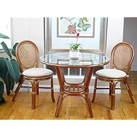 Denver Dining Handmade Wicker Side Chair with Cream Cushion Natural Rattan, Colonial 511bQ gdHkL. SS280