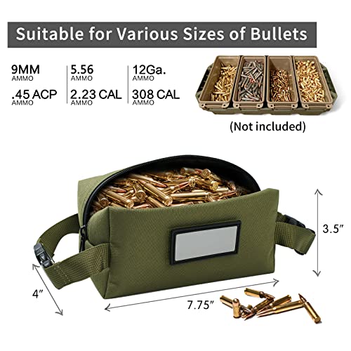 4-Pack Ammo Bag, Casluhim Loose Ammo Pouch With Snap Handle & Id Patches, Ideal For Ammo Storage With Ammo Can And Box, Fit Into Or Hung On Range Bag, Rifle Bag, Earth Tan #TOP4
