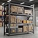 Heavy Duty 4-Tier Garage Shelving Unit, Metal Storage Rack, Industrial Adjustable Steel Shelves for Garage, Warehouse, Basement Organization (Black, 71