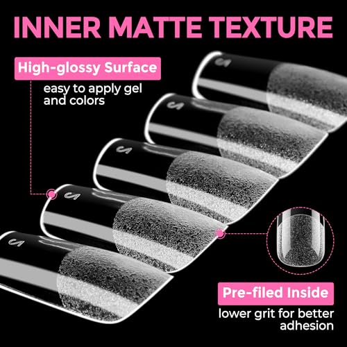 Image of UNA GELLA Medium Square Nail Tips: 216pcs Square Press on Nails Pre-shape Clear Nails Tips for Full Cover Acrylic French False Nails For Nail Extension, Home DIY Nail Salon 12 Sizes False Tips