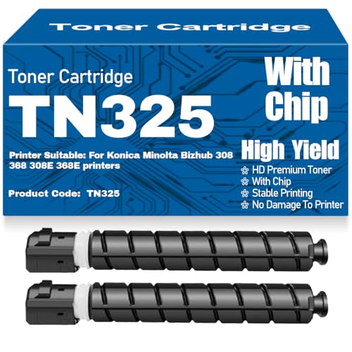 Cartouches TN325 de toner noir avec puce pour imprimante Konica Minolta Bizhub 308 368
