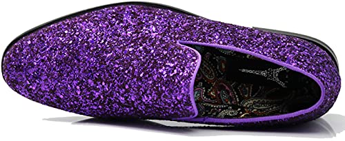 Image of SPK04 Men's Vintage Glitter Dress Loafers Slip On Shoes Classic Tuxedo Dress Shoes