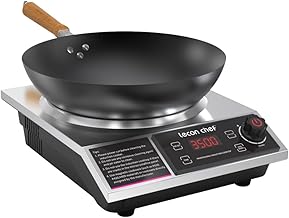 Induktionskochplatte mit Wok, 3500W Einzelinduktionskochfeld, Kochplatten, 60 KG Tragkraft, Timer und Voreinstellung, 11 Temperatur- und Leistungsstufeneinstellungen