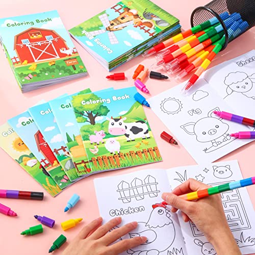 BenLouis 24 Pcs Farm Animals Mini Coloring Books Kids Barn Party Favors Small Activity Books Bulk for Kids Farmhouse Cow Horse Birthday Goodie Bags Stuffers Return Gifts Classroom Travel — view 3