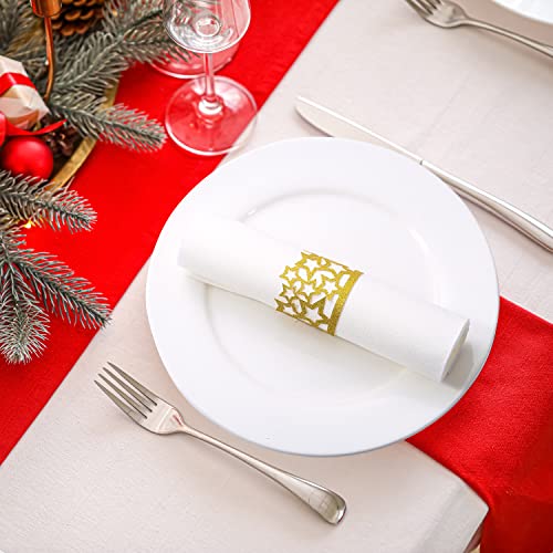 Morgiana 50Pcs Disposable Decorative Star Napkin Ring (50 Pcs) Christmas Mother's Day Wedding Banquet Dinner Decoration (Gold-Star) #TOP2