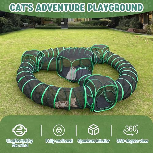 Pawtenda Cercadinhos para gatos ao ar livre, barraca para gatos ao ar livre 10 em 1 com túneis para