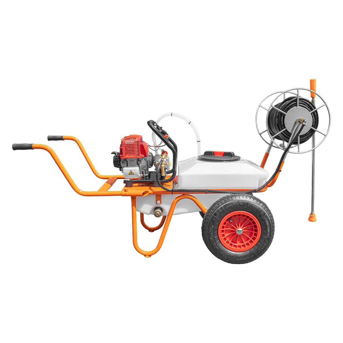 Chariot pulvérisateur à 2 Roues 31,5 CC 50 L avec Tuyau de 50 mètres et Lance de 90 cm