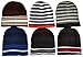 6 Pack Of excell Mens Thermal Sport Striped Winter Beanie Hat