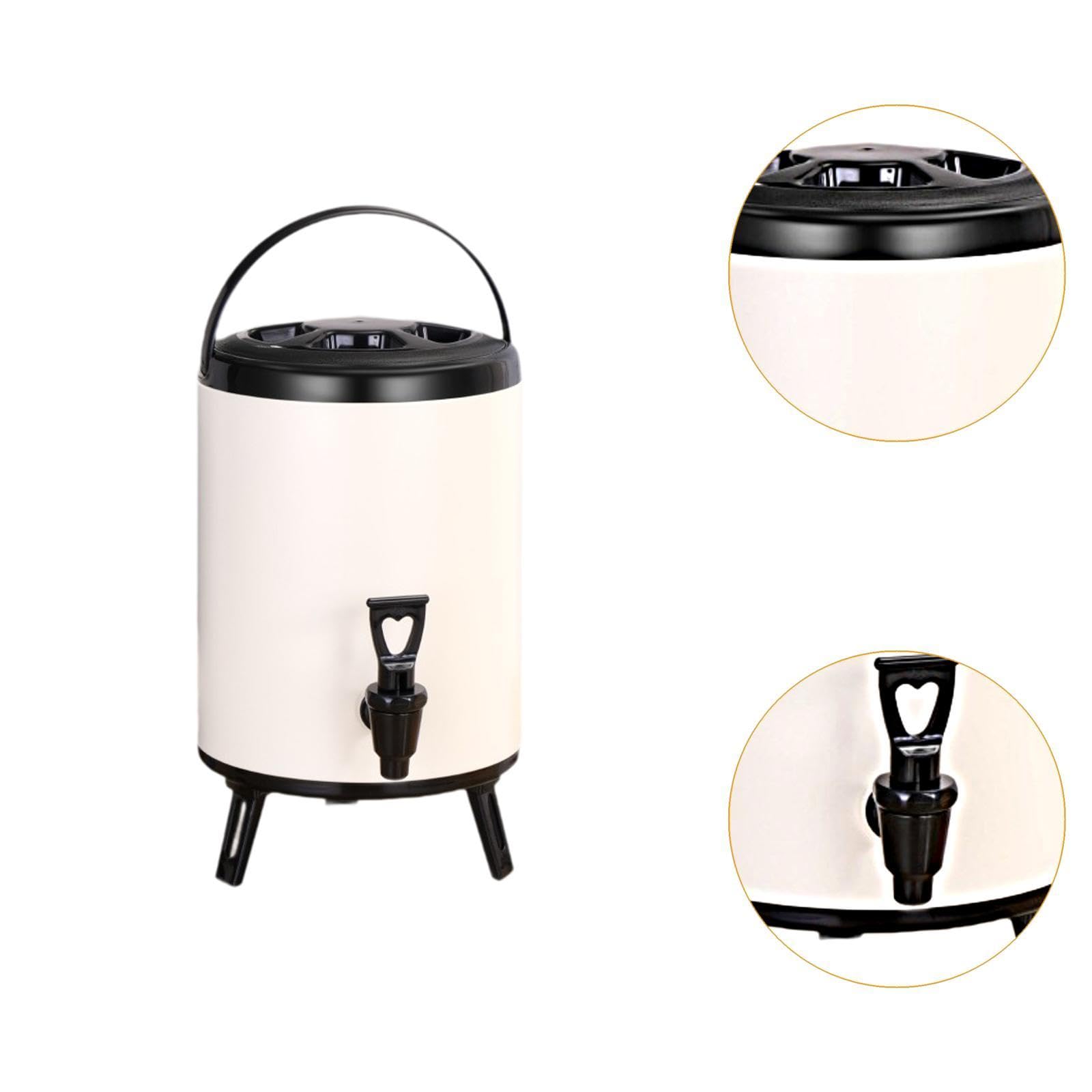 Dispensador de bebidas frías y calientes, barril de té, dispensador de bebidas aislado, cubo de té para hoteles, 6l Blanco