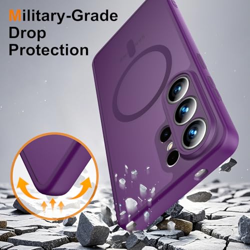 Ezanmull for Samsung Galaxy S26 Ultra Case Magnetic Shockproof, [Fit for MagSafe] [Glass Screen Protector] Soft-Touch Skin para Frosted Translucent Anti-Fingerprint Cover (Purple) by Ezanmull - Image 3