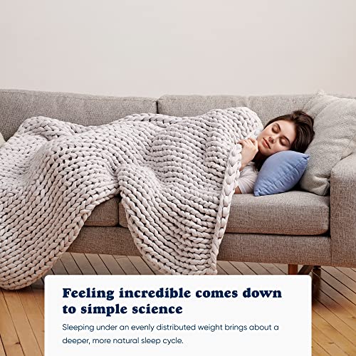 Bearaby Napper Organic Hand-Knit Weighted Blanket For Adults - Chunky Knit Blanket - Sustainable, Breathable - Machine Washable For Easy Maintenance (Moonstone Grey, 15 Lbs) #TOP2