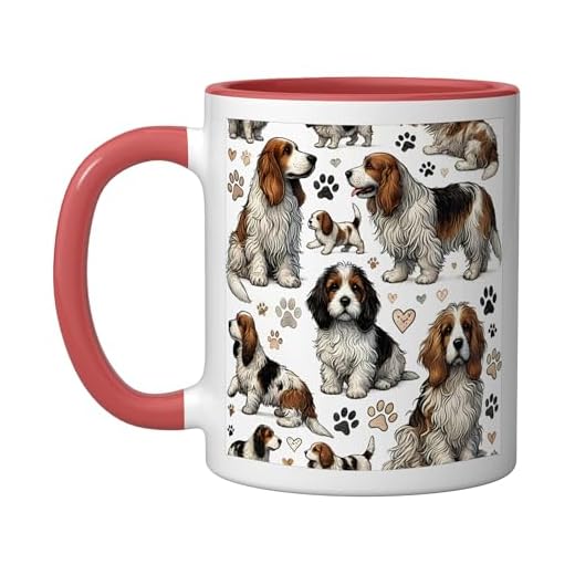 Beautiful Petit Basset Griffon Vendéen Dogs Pattern Ceramic Mug, Red/White