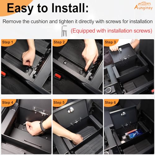 Car Center Console Lock Safe Box Armrest Storage Compatible with Toyota Tundra 2022-2026, Center Console Lock Box Armrest Security Organizer Tray Vault with 3 Digit Combo Password Insert Accessories