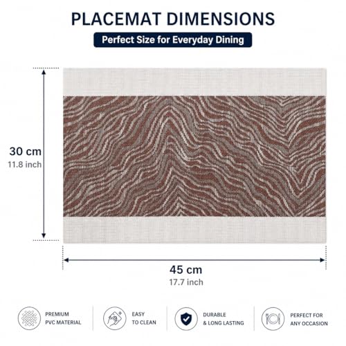 Image of YELONA Placemats Set of 8, Heat-Resistant Woven Vinyl Table Mats, Non-Slip & Washable Dining Tablemats for Kitchen & Dinner Decor, Walnut Brown (45cm x 30cm)