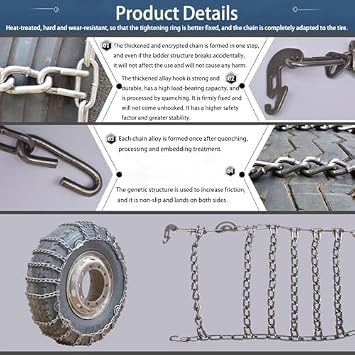 Set of 2 Snow Chains for Semi Trucks Snow Chains for Car Tires Universal Metal Tire Chains for SUV Trucks Pickup Trucks Semi Trucks Van Dually Trucks ATV Light Truck,Anti-skid chain 2pcs_8.25-16