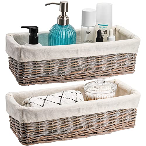 SOUJOY 2 Pack Wicker Bathroom Basket,36×15×10.5 cmToilet Paper Basket Organizer, Toilet Tank Top Storage Bin with Removable Liner, Decorative Baskets for Closet, Bedroom, Bathroom, Entryway, Office - Cosy Home Interiors SOUJOY 2 Pack Wicker Bathroom Basket,36×15×10.5 cmToilet Paper Basket Organizer, Toilet Tank Top Storage Bin with Removable Liner, Decorative Baskets for Closet, Bedroom, Bathroom, Entryway, Office