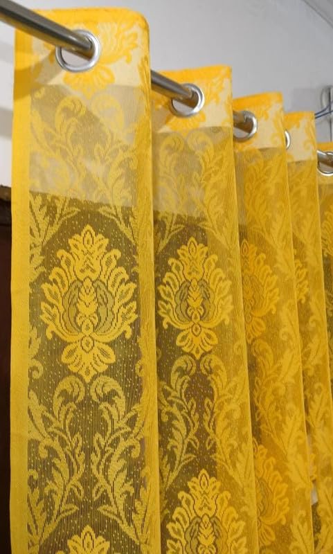 OuTVEEN Polyester Semi Sheer Decorative Floral Heavy Tissue Net Yellow Color 9 Feet Long Door Use Pack of 1 Pecs Net Curtain (B0BFNZZK8C) Amazon Price History, Amazon Price Tracker