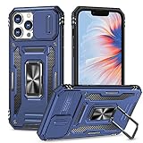 SEFING for iPhone 13 Pro Case with Kickstand, Slide Camera Cover Case with 360 Degree Rotating Ring