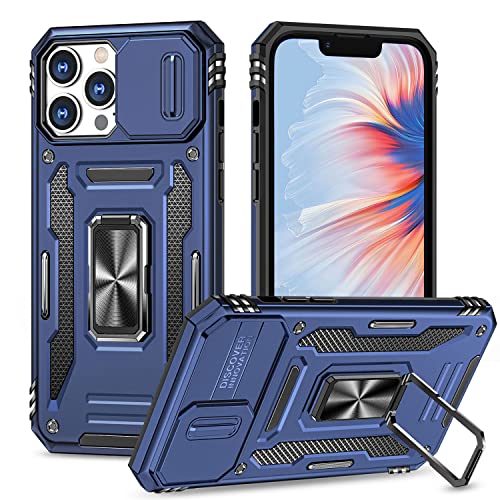 Sefing For Iphone 13 Pro Case With Kickstand, Slide Camera Cover Case With 360 Degree Rotating Ring Kickstand Fit Magnetic Car Mount For Iphone 13 Pro 6.1 Inch (Navy Blue) #TOP1