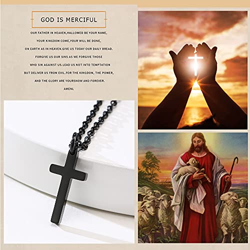 Vnox Black Cross Necklace For Women, Personalized Christian Faith Stainless Steel Cross Pendant Necklace Religious Jewelry,Black #TOP4