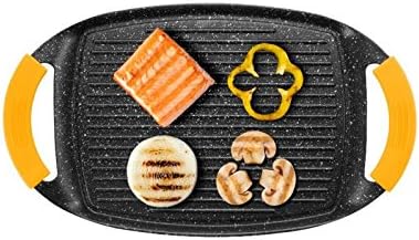 Miniatura 4 de IBILI Placa de parrilla ondulada, aluminio fundido, negroamarillo, 14.2 x 8.9 x 1.3 in