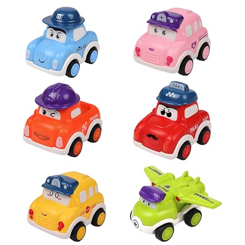 TUBAWD 6PCS Toot-Toot Cars Car Car Pull Back Vehicle Set with Smooth Rolling Action for Playtime