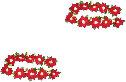 NOLITOY 2 juegos de luces de flor de pascua preiluminadas rojas de flor de pascua guirnaldas luminosas de interior al aire libre luz de flor de