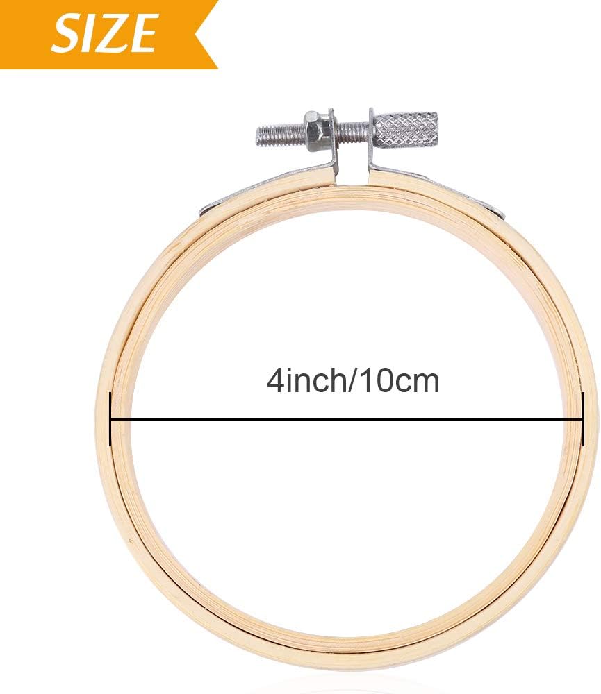 Pllieay 12 Pieces 4 Inch Embroidery Hoops Bamboo Circle Cross Stitch Hoop Ring for Embroidery, Art Craft Handy Sewing and Home Decoration