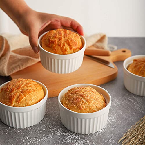Samsle Porcelain Ramekins 4 Oz Oven Safe, Small Souffle Dishes For Creme Brulee, Ice Cream, Dipping And Sauces Cup, Ceramic White Mini Baking Bowls Set Of 6 #TOP3
