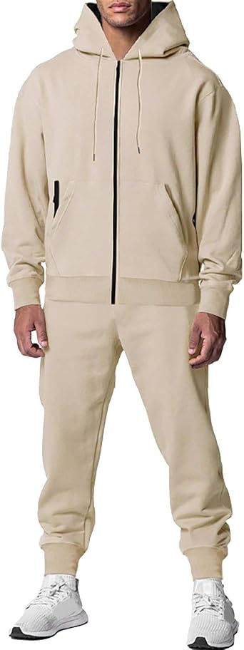 Sweat Suits for Men Sets 2 Piece Hoodie Tracksuits Spring Jogger Long Sleeve Zip Sweatsuits Hoodie and Pants