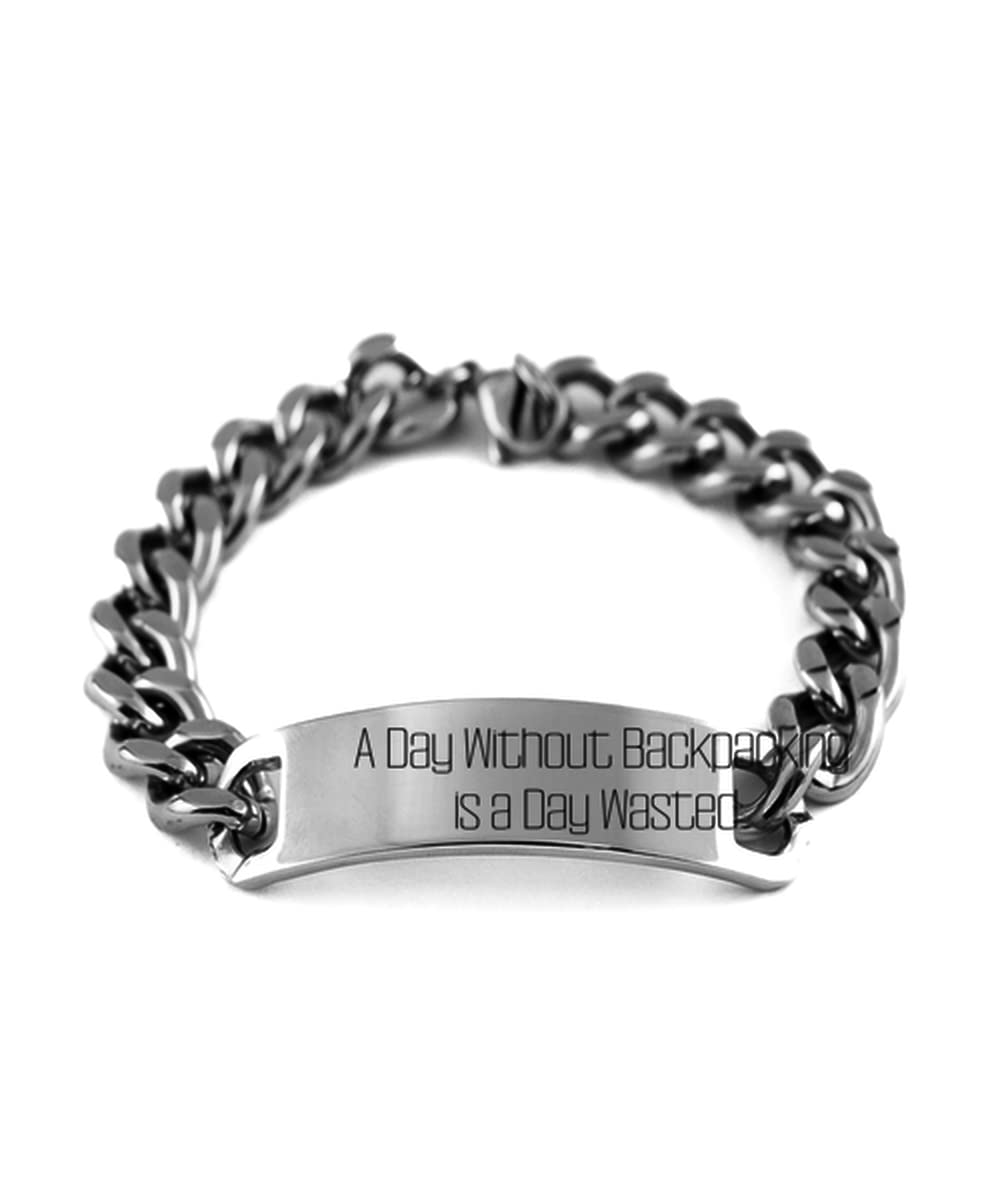 Motivational Backpacking Gifts, A Day Without Backpacking is a Day, Beautiful Holiday Cuban Chain Bracelet Gifts for Men Women, Outdoor Gear, Camping Gear, Hiking Gear, Backpacking Equipment,