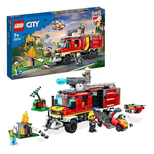 LEGO 60374 City Fire Command Unit Set, Rescue Fire Engine Toy, Ultramodern Truck with Land and Air Drones, Emergency Vehicle Toys for Kids, Boys & Girls Aged 6 Plus