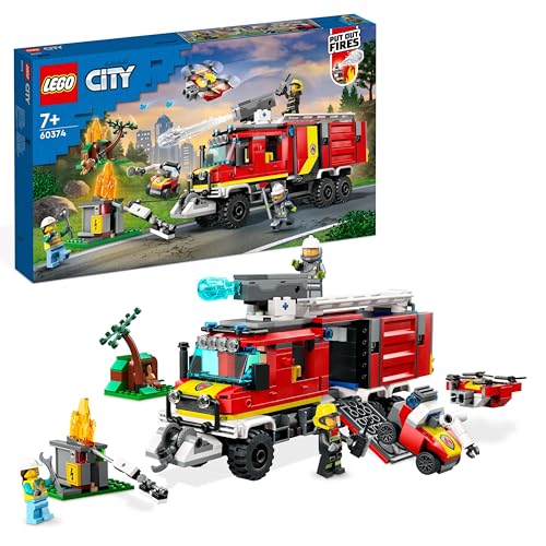 LEGO City Unidad Móvil de Control de Incendios, Camión de Bomberos de Juguete, Drones y 3 Minifiguras, Vehículos de Emergencia para Niños y Niñas de 6 Años o Más 60374