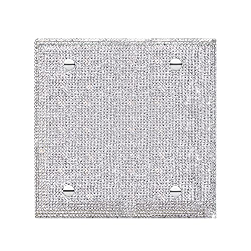 Image of Shiny Silver Rhinestones Light Switch Cover Blank Wall Plates Cover Double Toggle Wall Plate Toggle Light Switch Cover Rhinestones Outlet Covers Wall Plate