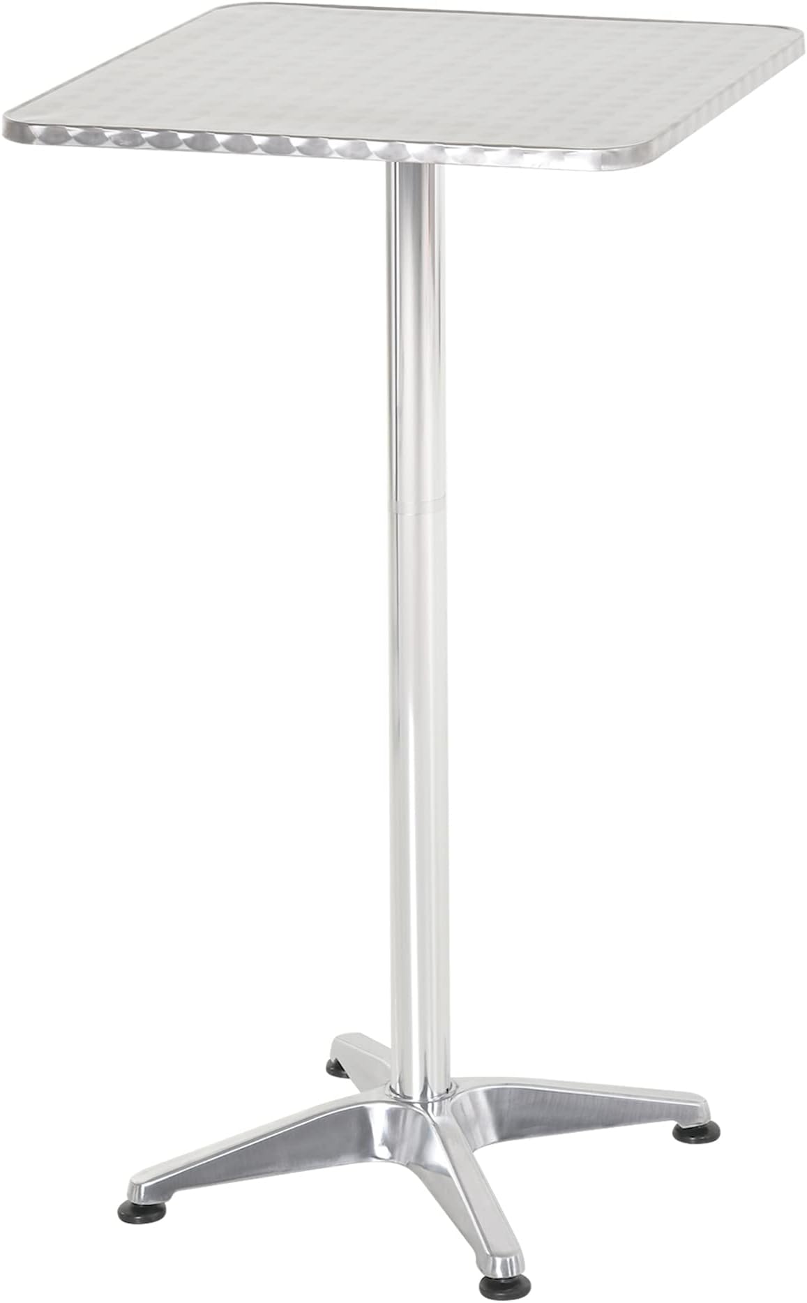 HOMCOM Height Adjustable Bistro Table Pub Bar Square Table Stainless Steel Top Aluminium Edge 60 x 60cm