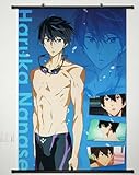 Home Decor Anime Free! - Iwatobi Swim Club Wall Scroll Poster Fabric Painting Haruka Nanase 23.6 x 35.4 Inches -079