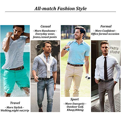 Suosdey Mens Braided Leather Belt Cowhide Woven Leather Belt For Casual Jeans Pants With Solid Prong Buckle,Tan #TOP1