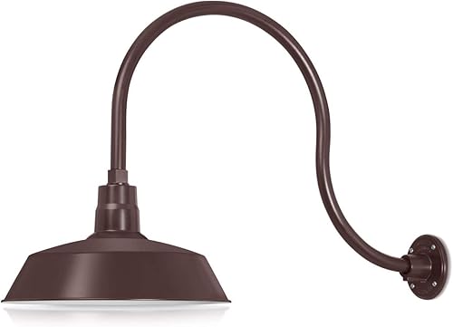 Miniatura 47 de 14 pulgadas. RLM Warehouse - Pantalla con brazo de cuello de cisne y bombilla Led A19 5000K de 9W Galvanizado (paquete de 1),Galvanizado